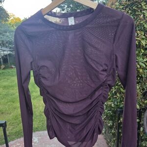 Lululemon Sheer Mesh Ruched Long Sleeve Top: Size M